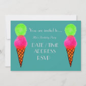 Eiscreme farbenfrohe Geburtstagsparty Einladung (Vorderseite)