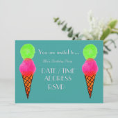Eiscreme farbenfrohe Geburtstagsparty Einladung (Stehend Vorderseite)