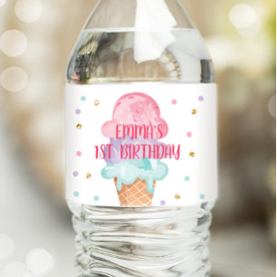 Eiscreme Flasche Wrapper Sommer Scoop Pink Lila Wasserflaschenetikett
