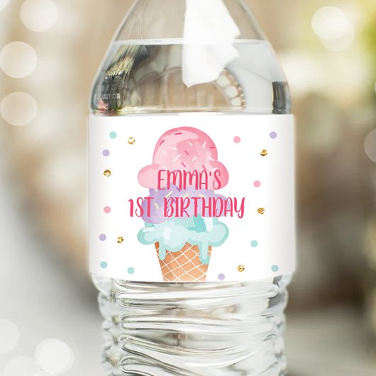 Eiscreme Flasche Wrapper Sommer Scoop Pink Lila Wasserflaschenetikett