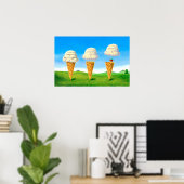 Eiscreme Float - Heißluftballon Funny Painting Poster (Heimbüro)