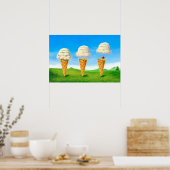 Eiscreme Float - Heißluftballon Funny Painting Poster (Küche)