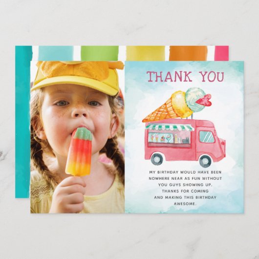 Eiscreme-Foto Geburtstag Dankeskarte (Vorne/Hinten)