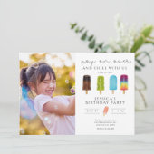 Eiscreme Foto Pool Geburtstagsfeier Einladung (Stehend Vorderseite)