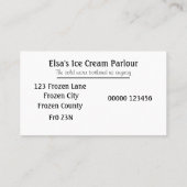 Eiscreme-Fotografie-Visitenkarte Visitenkarte (Rückseite)