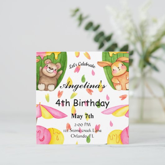 Eiscreme-Freunde zum Geburtstag Einladung (Stehend Vorderseite)