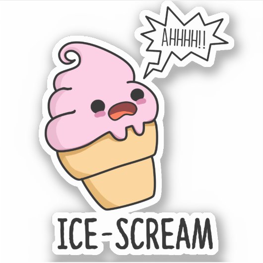 Eiscreme Funny Ice Cone Pun Aufkleber (Vorderseite)