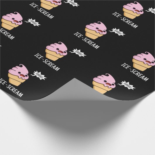 Eiscreme Funny Ice Cone Pun Dark BG Geschenkpapier (Ecke)