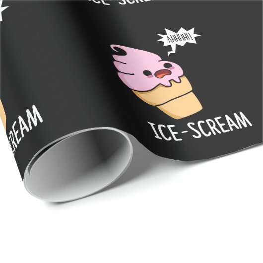 Eiscreme Funny Ice Cone Pun Dark BG Geschenkpapier (Rolleneckpunkt)