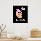Eiscreme Funny Ice Cone Pun Dark BG Poster (Küche)