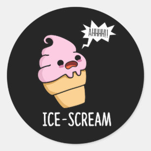 Eiscreme Funny Ice Cone Pun Dark BG Runder Aufkleber
