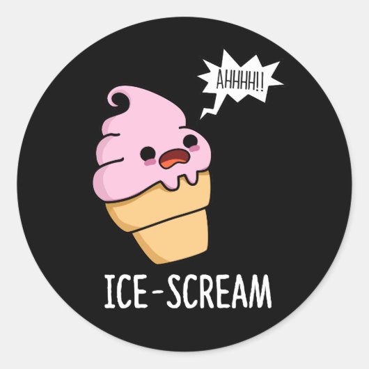 Eiscreme Funny Ice Cone Pun Dark BG Runder Aufkleber (Vorderseite)