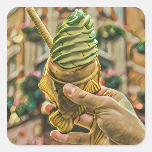Eiscreme für Kinder Quadratischer Aufkleber (Vorderseite)