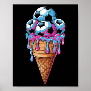 Eiscreme Fußball Wasserfarben Kunst Kleinkind Kind Poster