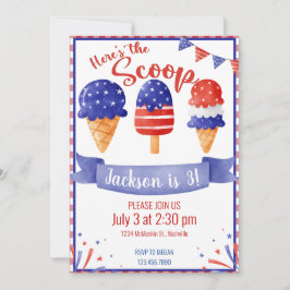 Eiscreme Geburtstag 4. Juli Patriotic the Scoop Einladung