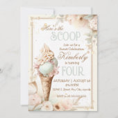 Eiscreme Geburtstag. Vintages Eis gesellig Einladung (Vorderseite)