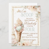 Eiscreme Geburtstag. Vintages Eis gesellig Einladung (Vorne/Hinten)