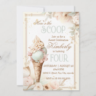 Eiscreme Geburtstag. Vintages Eis gesellig Einladung