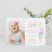 Eiscreme-Geburtstags-Einladung mit Foto Einladung (Stehend Vorderseite)