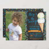 Eiscreme-Geburtstags-Einladungs-Sommer-Tafel Einladung (Vorne/Hinten)