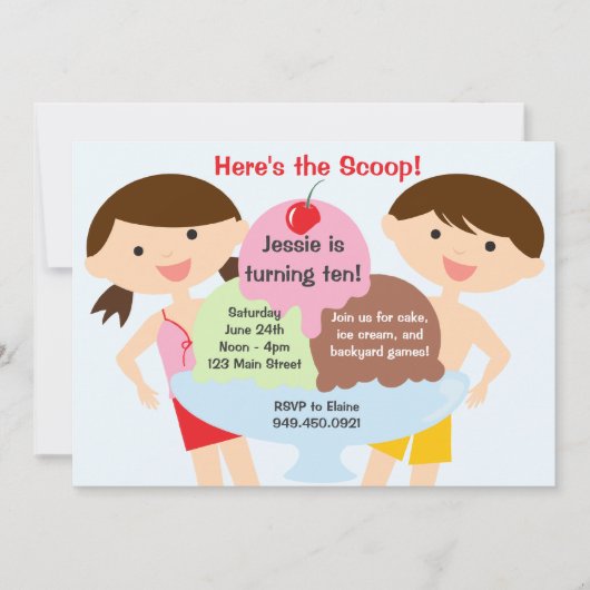 Eiscreme-Geburtstags-Party Einladung (Vorderseite)