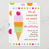 Eiscreme-Geburtstags-Party Einladungen (Vorne/Hinten)
