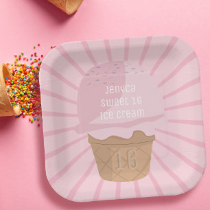 Eiscreme-Geburtstags-Party-Papierplatte des Pappteller