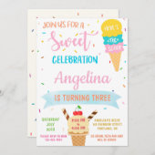 Eiscreme Geburtstagseinladung Sweet Party laden ei Einladung (Vorne/Hinten)