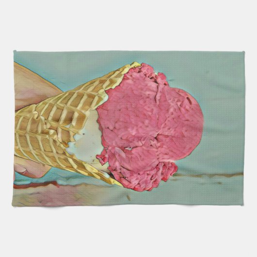 Eiscreme Geburtstagsgeschenk Geschirrtuch (Horizontal)