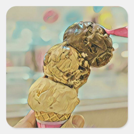 Eiscreme Geburtstagsgeschenk Quadratischer Aufkleber (Vorderseite)