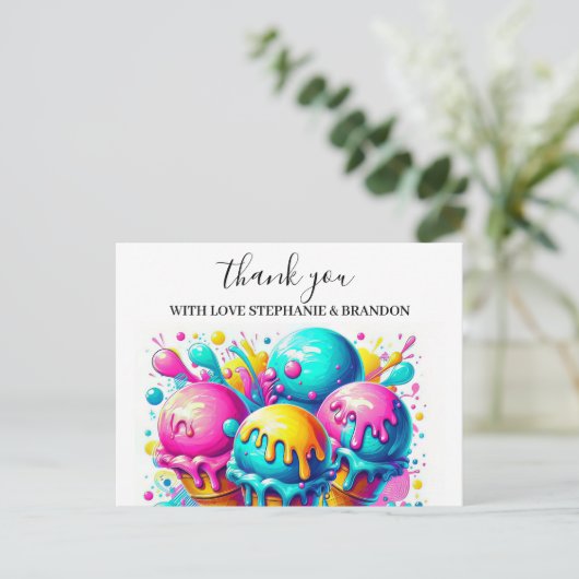 Eiscreme Geburtstagsparty Dankeschön Karte (Stehend Vorderseite)