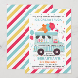 Eiscreme Geburtstagsparty Drive by Birthday Parade Einladung
