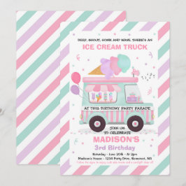 Eiscreme Geburtstagsparty Drive by Birthday Parade Einladung