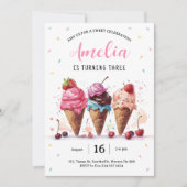 Eiscreme-Geburtstagsparty Einladung (Vorderseite)