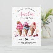 Eiscreme-Geburtstagsparty Einladung (Stehend Vorderseite)