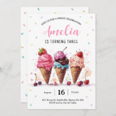 Eiscreme-Geburtstagsparty Einladung (Vorne/Hinten)