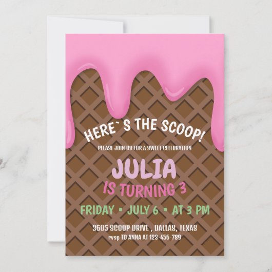 Eiscreme-Geburtstagsparty Einladung (Vorderseite)