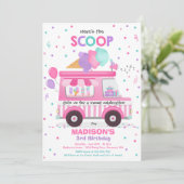 Eiscreme Geburtstagsparty Eiscreme LKW Geburtstag Einladung (Stehend Vorderseite)