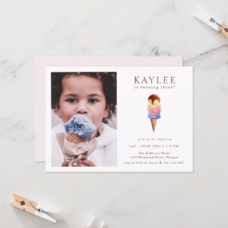 Eiscreme Geburtstagsparty Foto Einladung