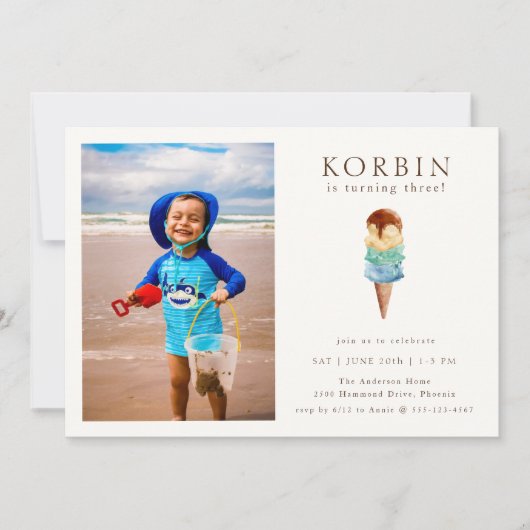 Eiscreme Geburtstagsparty Foto Einladung (Vorderseite)