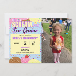 Eiscreme Geburtstagsparty Foto Einladung