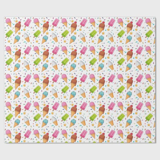 Eiscreme-Geburtstagsparty Geschenkpapier (Flach)