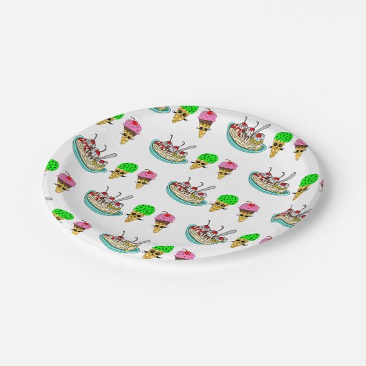 Eiscreme-Geburtstagsparty Pappteller (Schrägansicht)