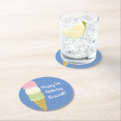Eiscreme-Geburtstagsparty Runder Pappuntersetzer (Vor Ort)
