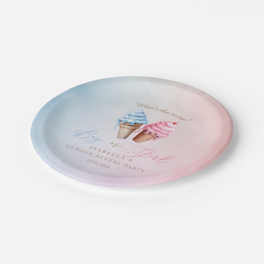 Eiscreme-Gender-Enthüllung Was ist der Schuh? Pappteller (Schrägansicht)