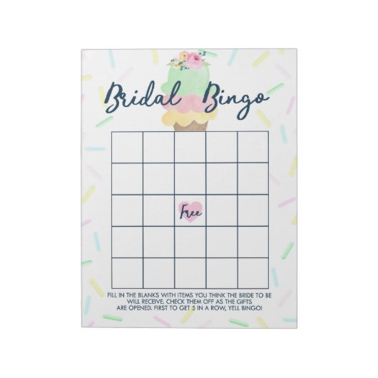 Eiscreme-Geschenk Bingo Brautparty Game Pack Notizblock (Rotiert)