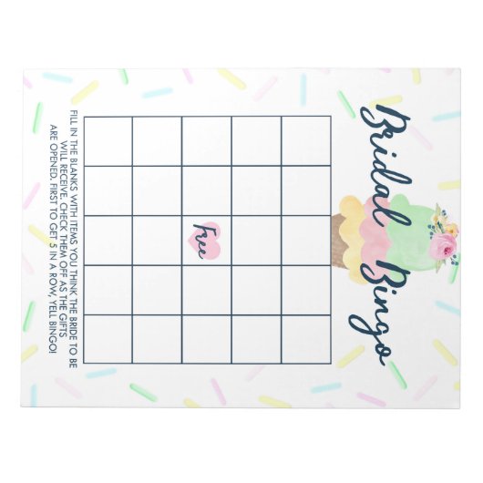Eiscreme-Geschenk Bingo Brautparty Game Pack Notizblock (Vorderseite)