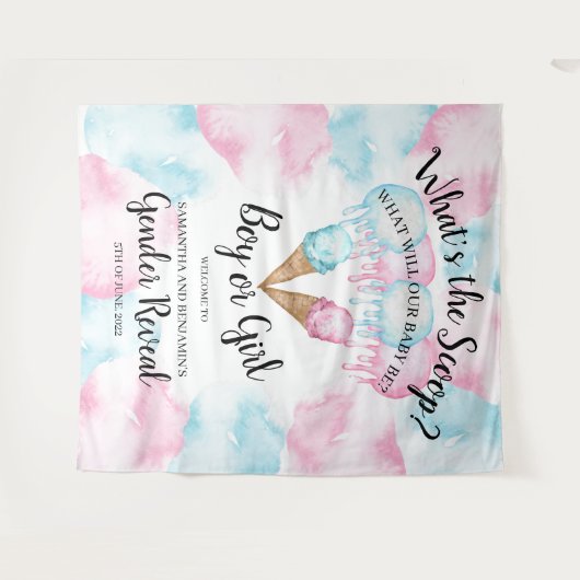 Eiscreme-Geschlecht offenbart einen Rückfall. Wand Wandteppich (Vorderseite (Horizontal))