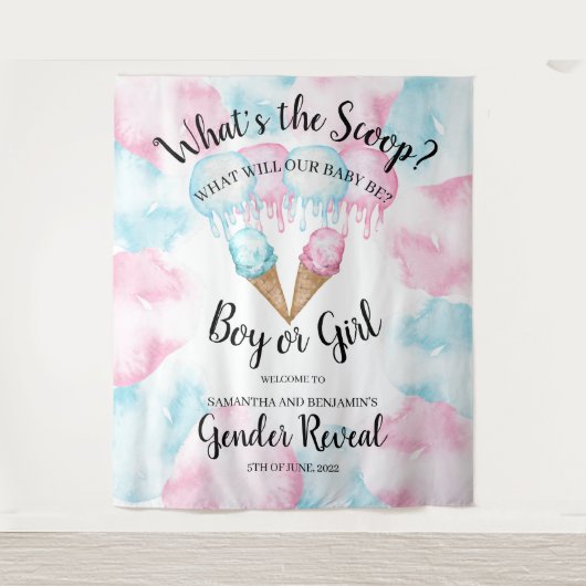 Eiscreme-Geschlecht offenbart einen Rückfall. Wand Wandteppich (Vorderseite)