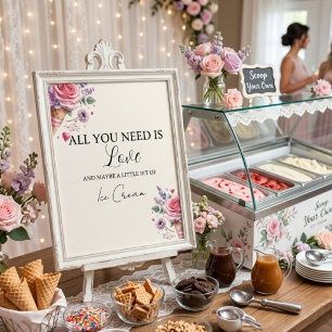 Eiscreme-Geschmacksrichtungen Bridal Shower Bar Poster